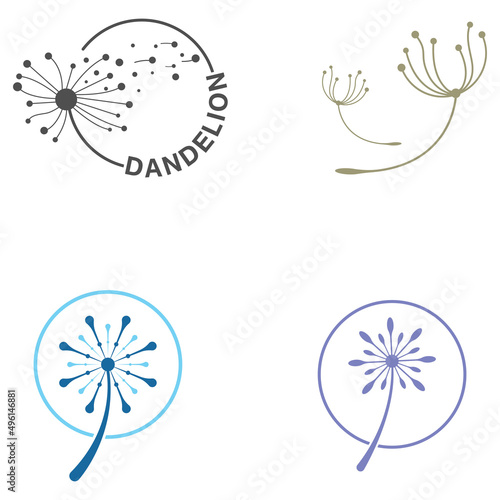 Valokuva Dandelion flower logo and symbol design vector illustration template