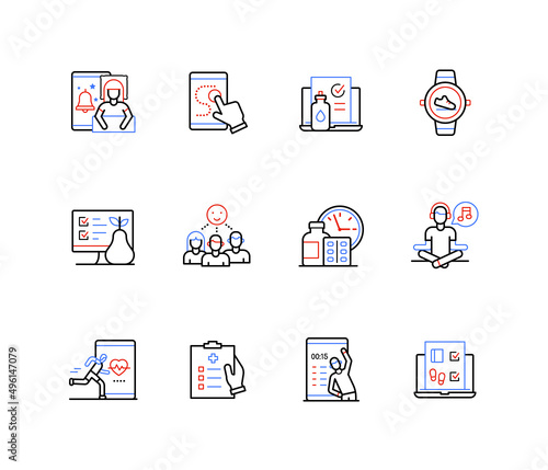 Lifestyle and routine - line design style icons