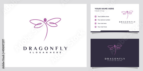 Dragonfly logo design with style and creative concept