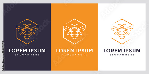 Bee logo design with creative concept