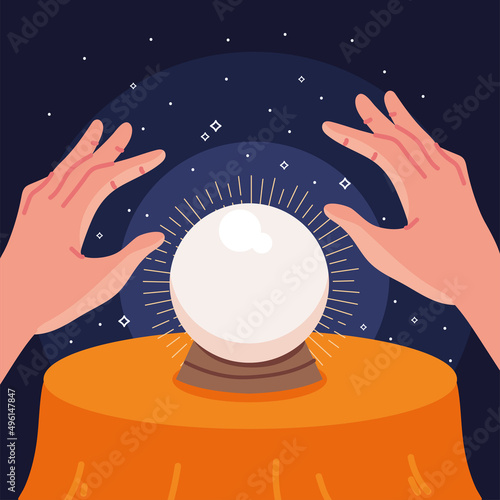 hands fortune teller and crystal ball