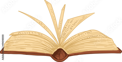 Open Book Colored Hand Drawn Illustration