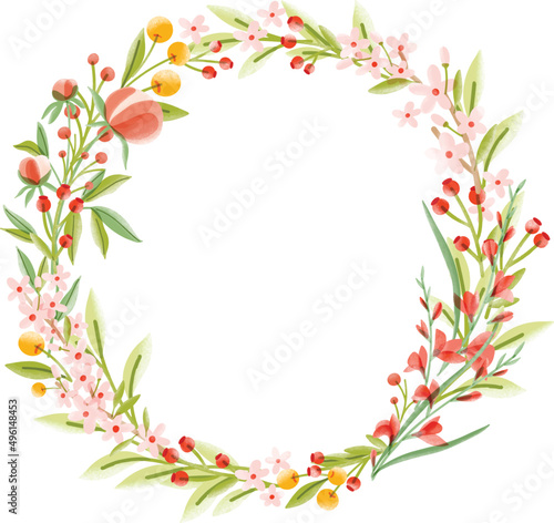 Summer o Spring Flowers Wreath or Round Frame © Good Studio
