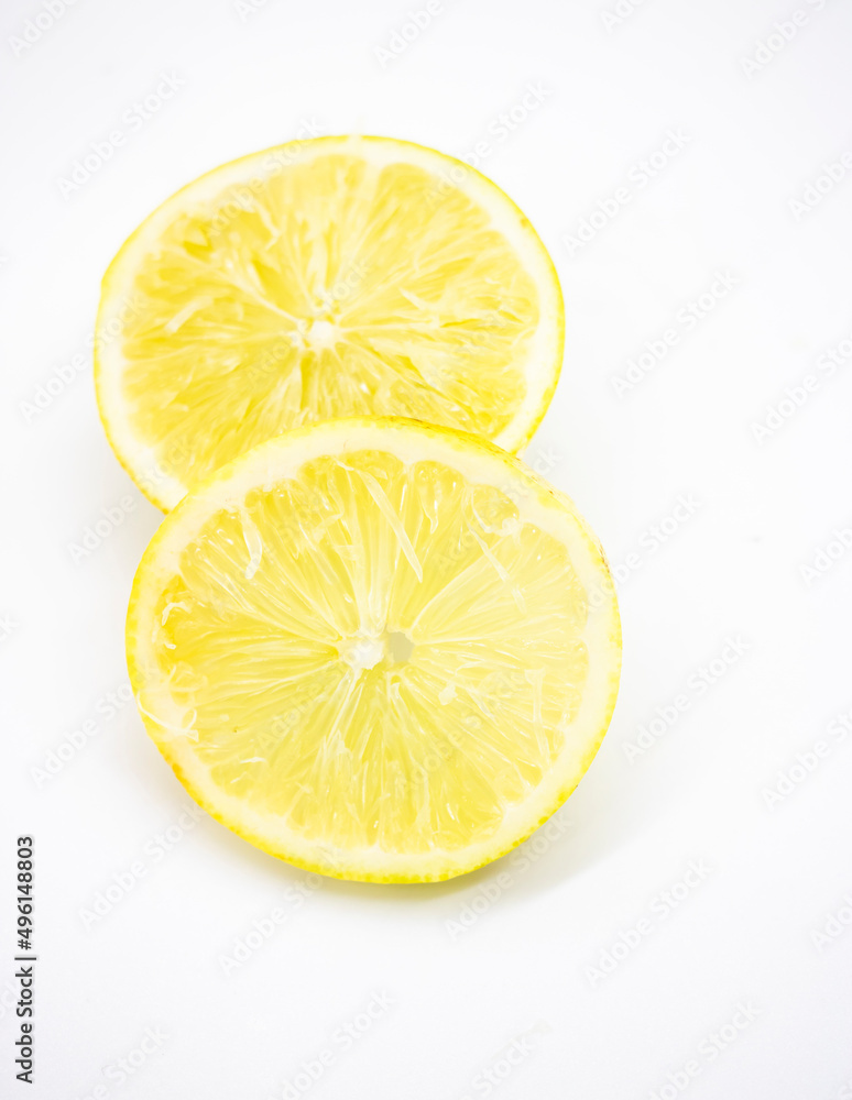 slice Lemon close up isolated on white background