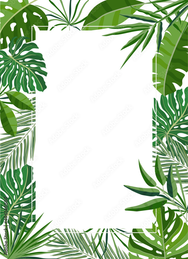 Vertical Background with Tropical Palm Leaves Frame Stock Vector ...
