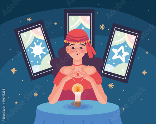 fortune teller with tarot cards