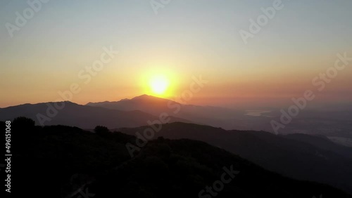 Wallpaper Mural Bright Golden Sunset Over The Mountain Range. - aerial Torontodigital.ca