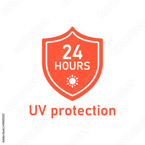 UV protection 24 hours icon. Skin care symbol. Vector