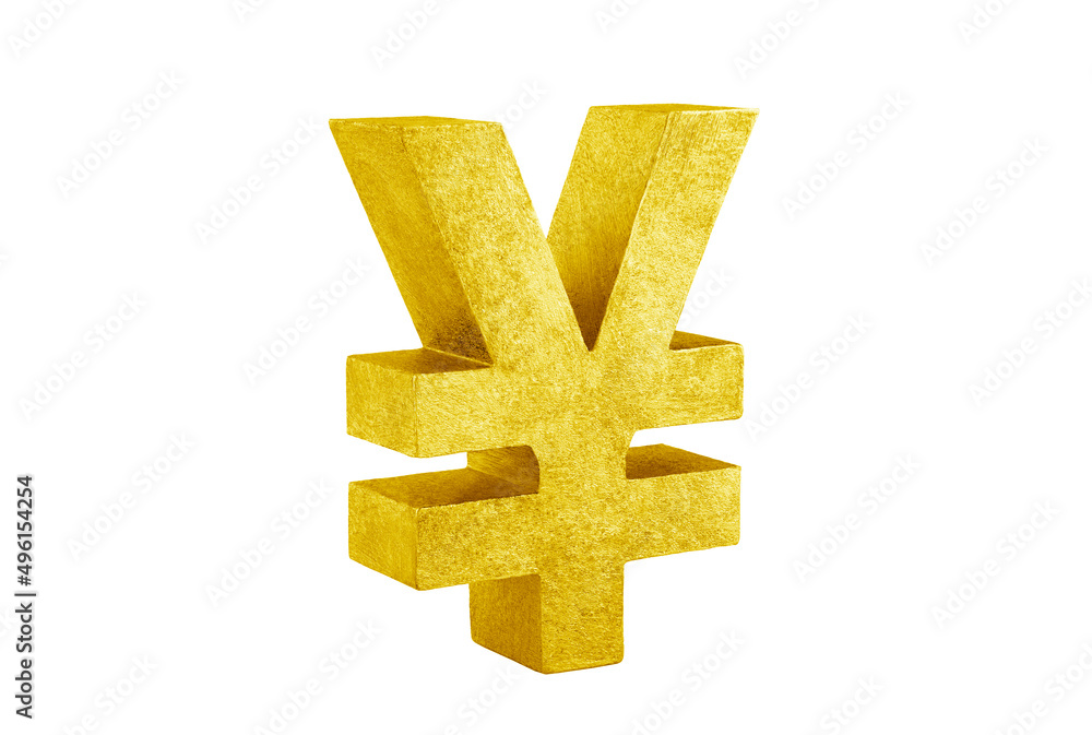 Fototapeta premium Golden yen symbol isolated on white background