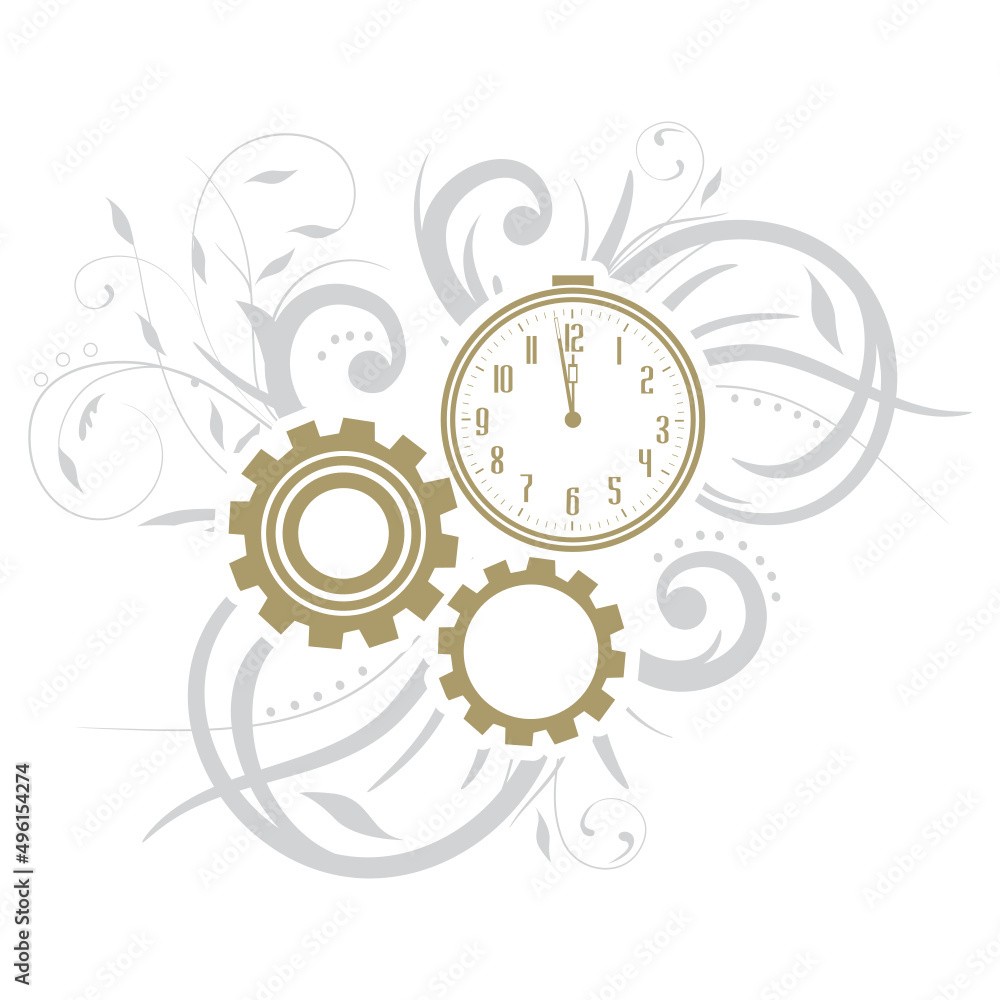 clock, leaves and gears clock, leaves and gears