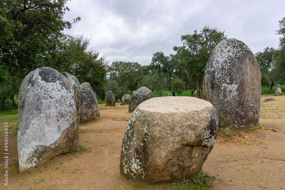 the Cromlech of the Almendres megalithic complex in the Alentejo region of Portugal the Cromlech of the Almendres megalithic complex in the Alentejo region of Portugal