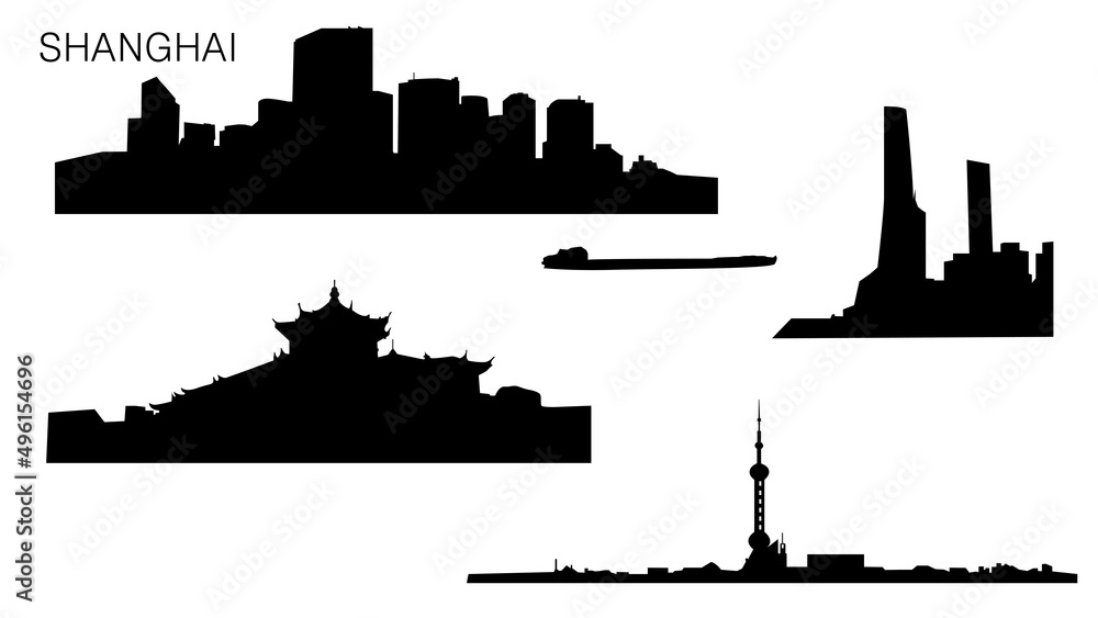 The black and white silhouettes of Shanghai