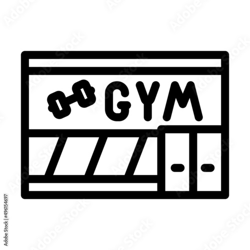 gym building line icon vector. gym building sign. isolated contour symbol black illustration