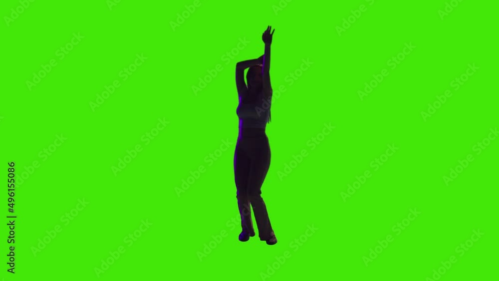 A glamorous girl is dancing and chilling wearing a short jeans on greenscreen A glamorous girl is dancing and chilling wearing a short jeans on greenscreen