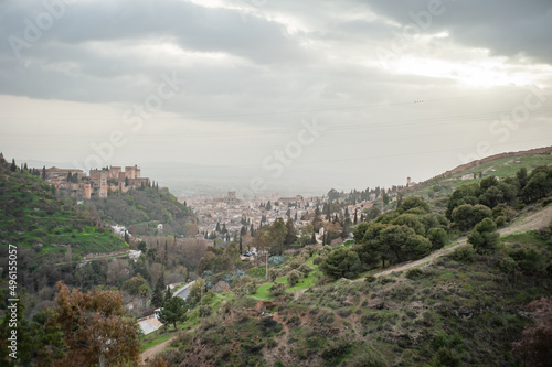 alhambra view of granada next to the cathedral panoramic photography nature