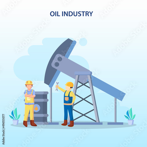 Oil industry and petroleum industry flat style vector
