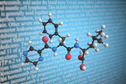 Bortezomib scientific molecular model, 3D rendering photo