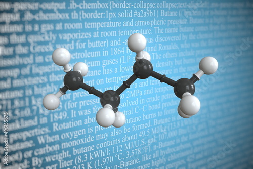 Bild auf Leinwand Butane scientific molecular model, 3D rendering