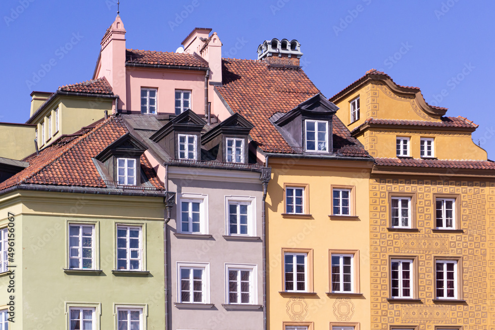 Colorful old buildings in in Warshaw