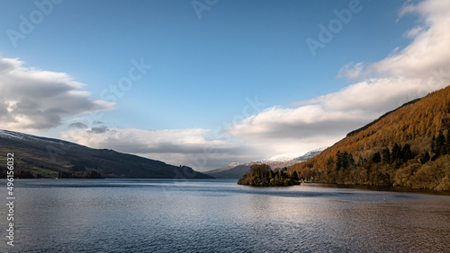 A clear winter day over the beautiful Loch Tay in Perthshire Scotland photo