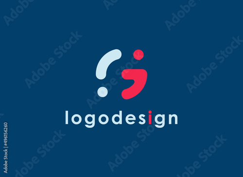 Abstract initial Letter G Logo. Geometric Rounded Shape People Icon on Dark Background. Usable for Technology, Business, Identity and Branding Logos. Flat Design Vector Template Element.