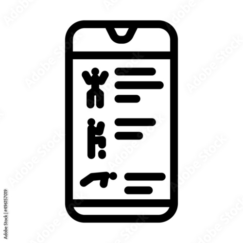 training app smartphone line icon vector. training app smartphone sign. isolated contour symbol black illustration
