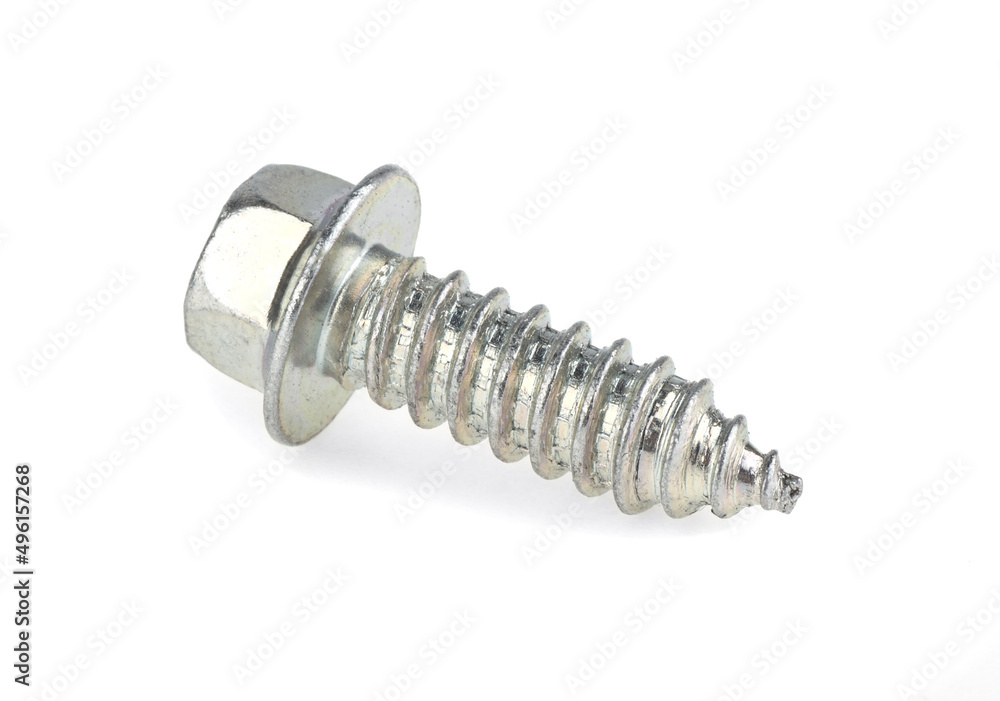 metal bolt self-tapping screw isolated on white background metal bolt self-tapping screw isolated on white background