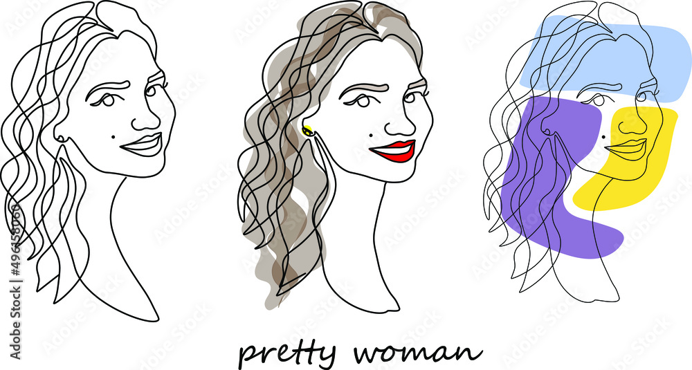 Fashion abstract one line drawing. beauty woman portrait minimalist style fashion print Fashion abstract one line drawing. beauty woman portrait minimalist style fashion print