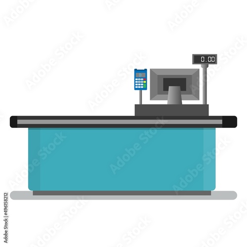 Supermarket payment point on white background