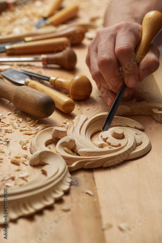 Konstfotografi Carpenter wood carving equipment