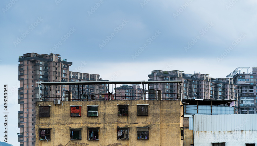 Old and modern buildings in the city