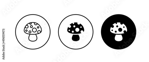 Champignon mushroom icon button  vector  sign  symbol  logo  illustration  editable stroke  flat design style isolated on white