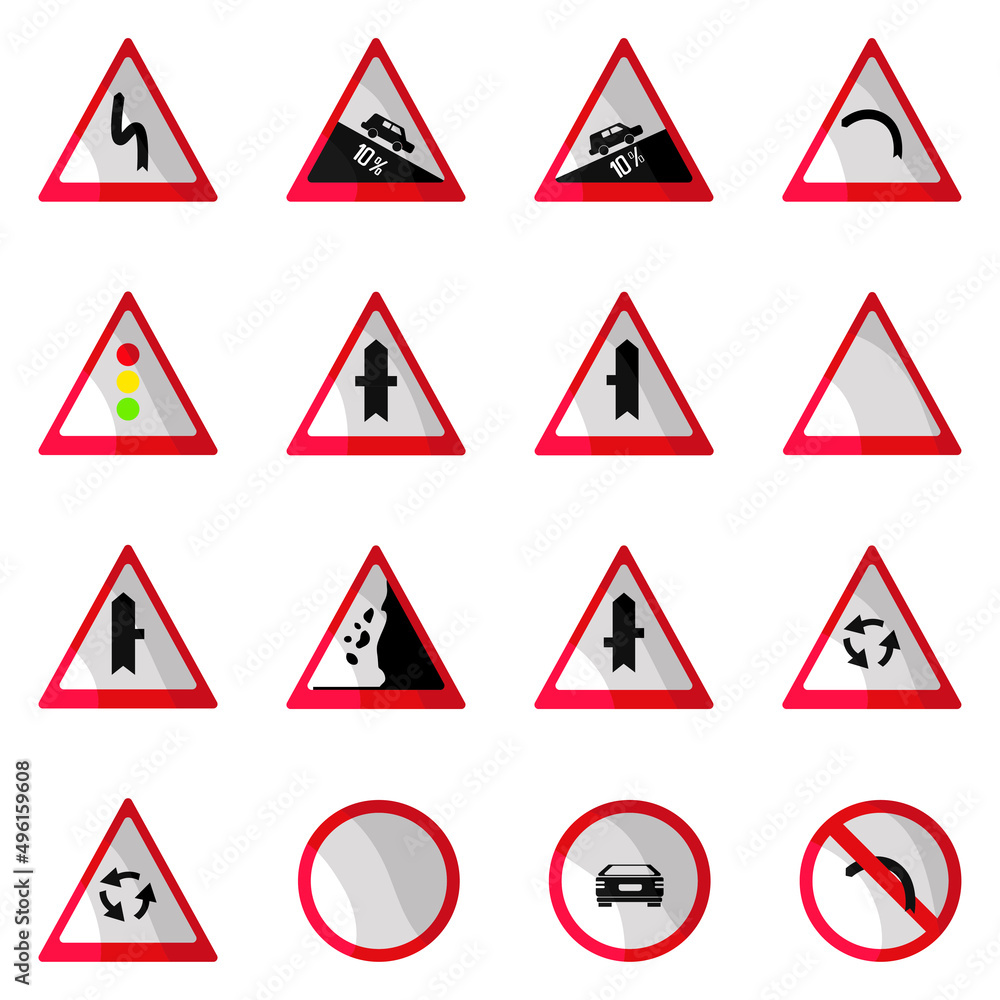 Traffic Signs Rectangular and Round Illustration Traffic Signs Rectangular and Round Illustration