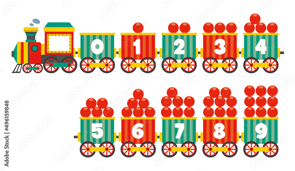 Set Of Colorful Flat Numbers Set Of Colorful Flat Numbers