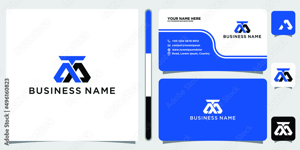 letter MT design logo template and business card design