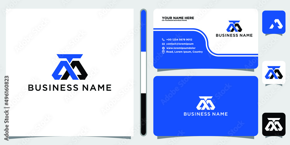 letter MT design logo template and business card design Stock Vector ...