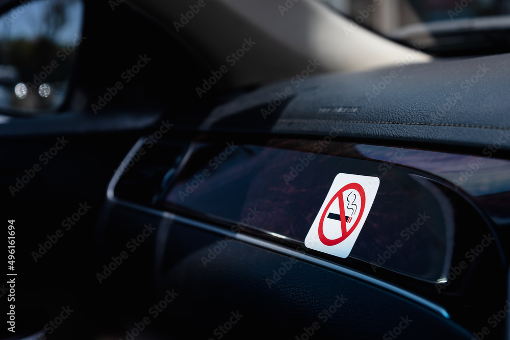 No smoking cigarette sign and symbol in car. No smoking cigarette sign and symbol in car.