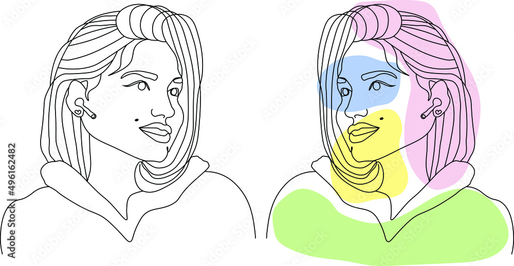 Abstract face line illustration. Minimalist face art. Trendy background. One line drawing fashion print. Abstract face line illustration. Minimalist face art. Trendy background. One line drawing fashion print.