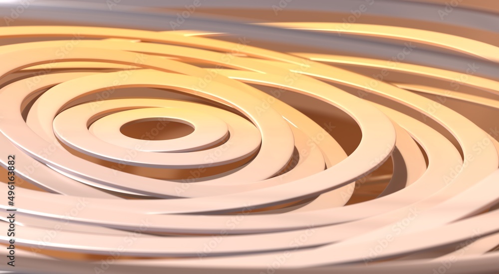 3D rendering. Peach-pink three-dimensional rings with a soft gradient and shadows, side view. Wallpaper, advertising, background for the site, calendar, business cards, business concept.
3D rendering. Peach-pink three-dimensional rings with a soft gradient and shadows, side view. Wallpaper, advertising, background for the site, calendar, business cards, business concept.