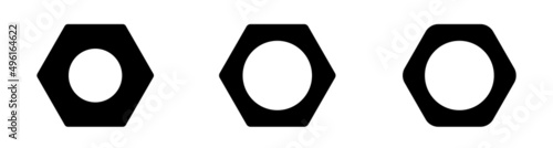 Screw-nut. Set of vector black icons. Vector clipart isolated on white background.