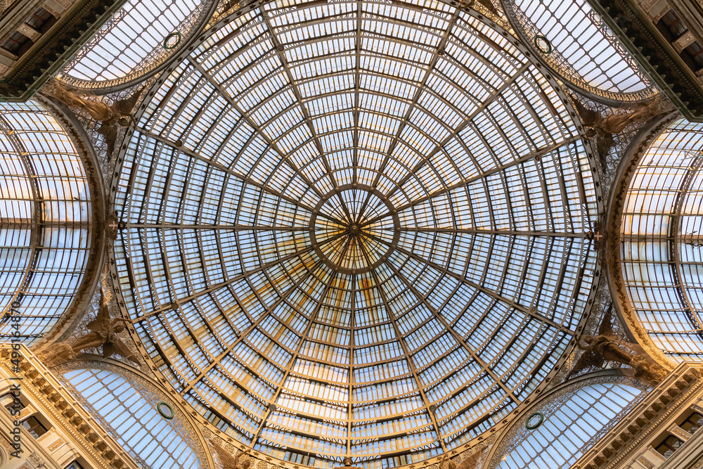 The dome of the Galleria Umberto I seen from the inside.