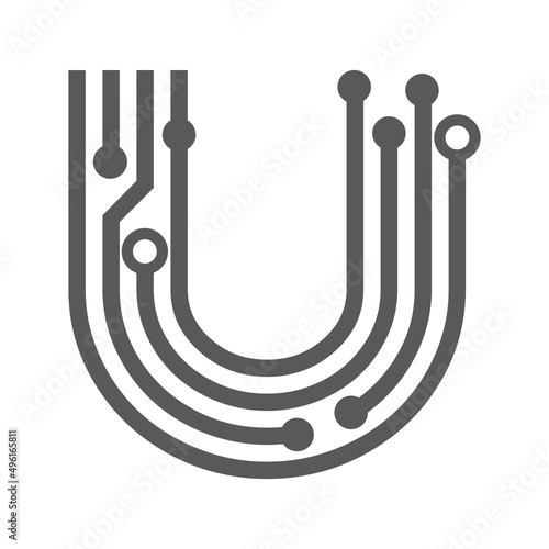 digital letter u