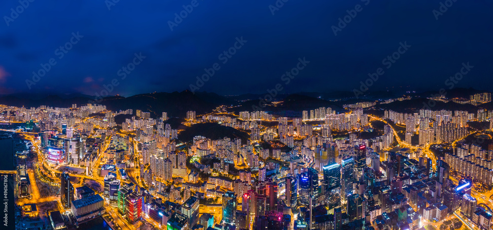Amazing Aerial view of Kwun Tong, focus on the East side of Hong Kong