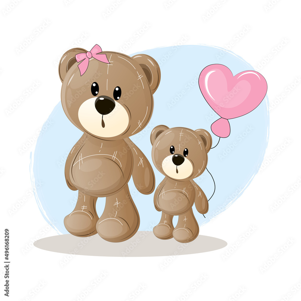 Bears with a balloon. Suitable for prints, postcards. Bears with a balloon. Suitable for prints, postcards.