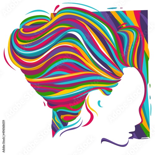 Beautiful colorful woman vector abstract illustration