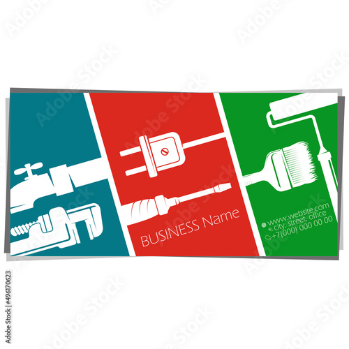 Business card concept with tool. Repair and service with tools