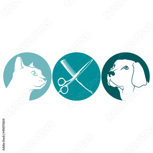 Grooming and pet care. Symbol for groomer salon