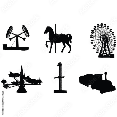 Amusement Parks Silhouette Vector