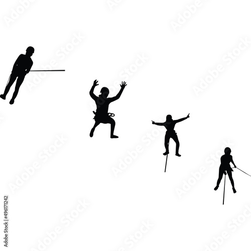 Mountain Canyoning Silhouette Vector