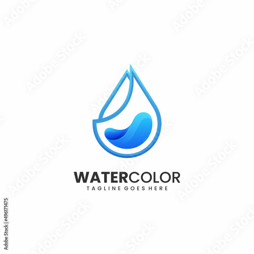 Vector Logo Illustration Water Gradient Colorful Style.
